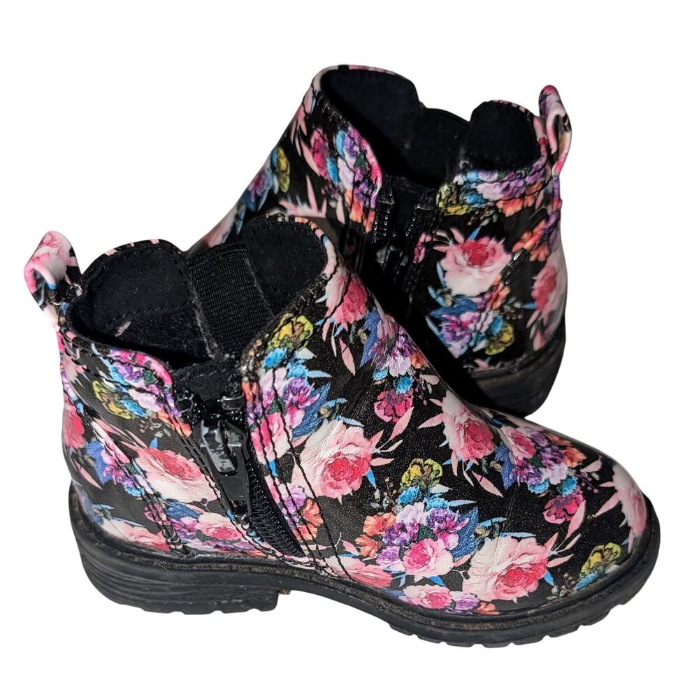 Little Girls Blowfish Malibu Rainy Day Black Starbella Floral Zip Ankle Boots 5